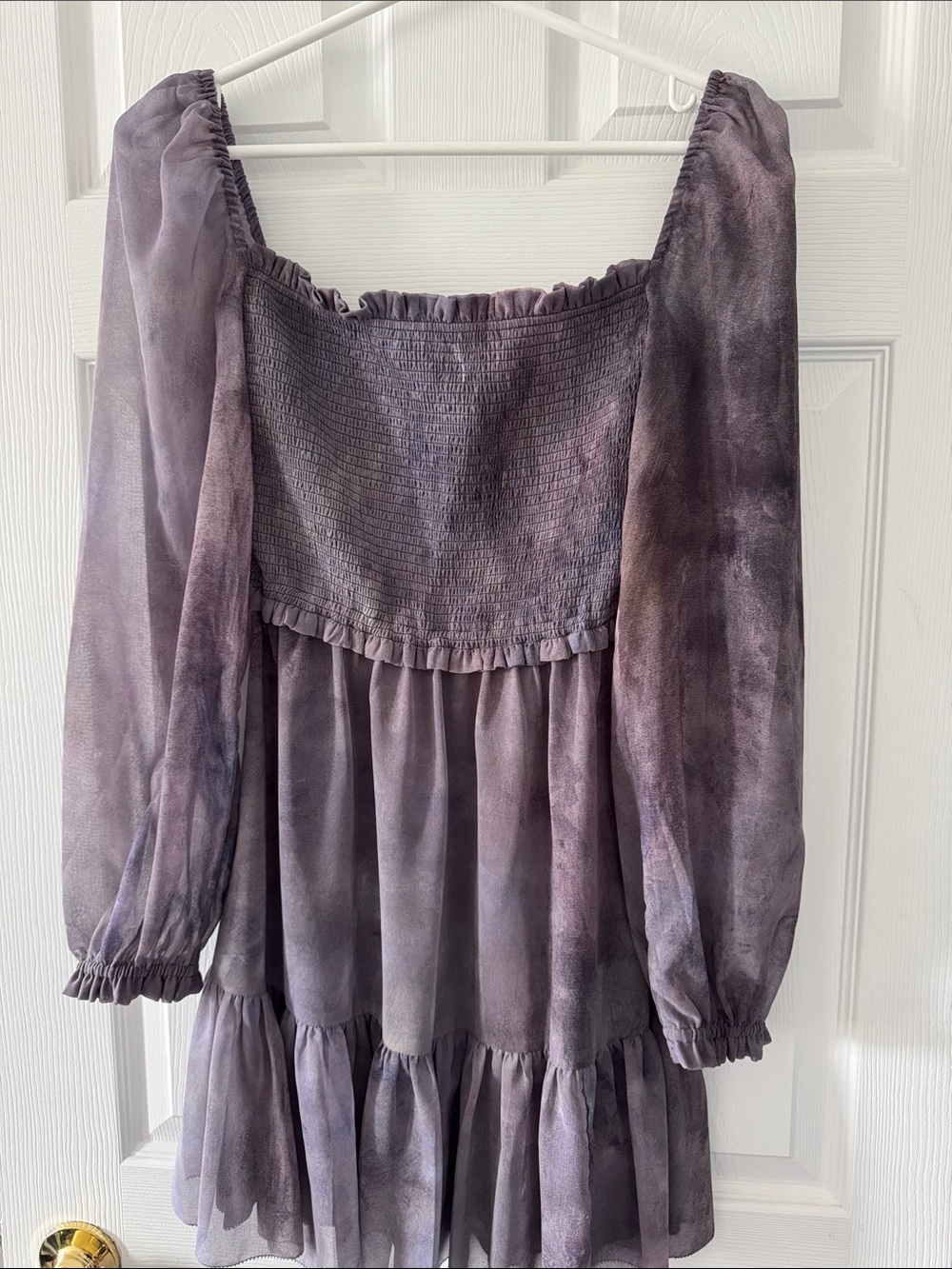 Wilfred Lavender Smocked Square-Neck Mini Dress